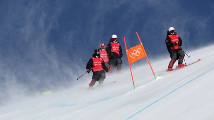 La piste de descente de Yanqing, le 4 février 2022. (DIMITAR DILKOFF / AFP)