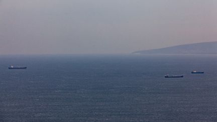 Commercial ships in the Mediterranean Sea, December 21, 2023. (MATI MILSTEIN / NURPHOTO / AFP)