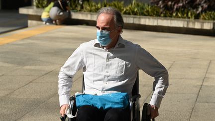 L'entrepreneur français Mathias Echène en novembre 2020 à Hong Kong. Il avait alors obtenu une libération sous caution. (PETER PARKS / AFP)