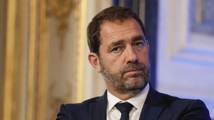 Christophe Castaner, porte-parole du gouvernement, lors d'une présentation du Premier ministre Edouard Philippe sur le dossier des migrants, le 12 juillet 2017 à Paris. (THOMAS SAMSON / AFP)