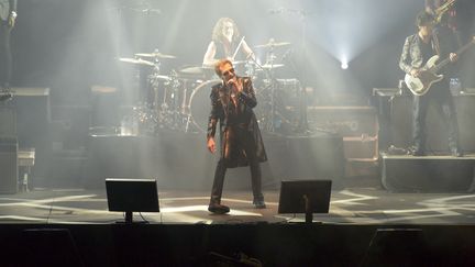 Le chanteur Johnny Hallyday en concert à Nouméa en Nouvelle-Calédonie, le 29 avril 2016. (FRED PAYET / AFP)