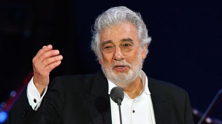 Le ténor espagnol Placido Domingo, lors d'un concert à Szeged en Hongrie, le28 août 2019. (ATTILA KISBENEDEK / AFP)