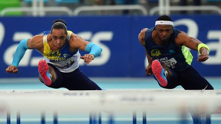 Les hurdlers français Aurel Manga (à droite) et Pascal Martinot-Lagarde (DENIS CHARLET / AFP)