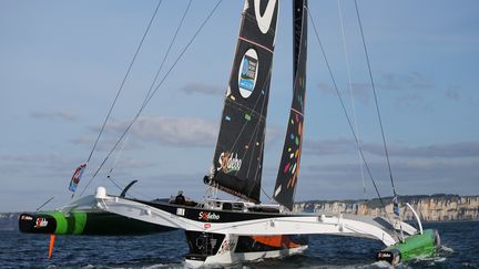 Le trimaran Sodebo Ultim' de Thomas Coville  (CHARLY TRIBALLEAU / AFP)