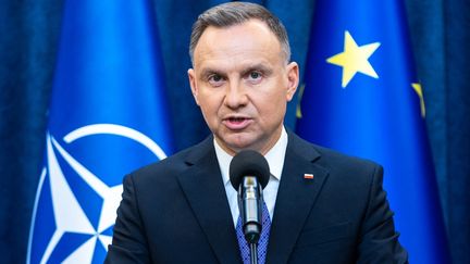 Le président polonais Andrzej Duda, le 2 juin 2023 à Varsovie (Pologne). (ANDRZEJ IWANCZUK / NURPHOTO / AFP)