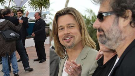 Le doigt d&#039;honneur de Gustave Kervern à Brad Pitt
 (AFP PHOTO / ALBERTO PIZZOLI / SIPA / AP Photo / Joel Ryan)