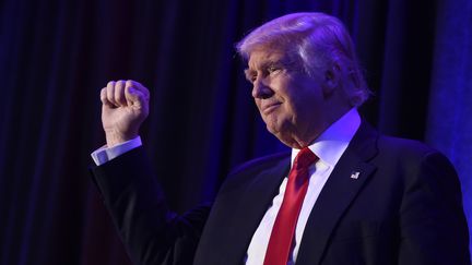 Donald Trump à New York juste après l'officialisation de sa victoire face à Hillary Clinton, le 8 novembre 2016. (SAUL LOEB / AFP)