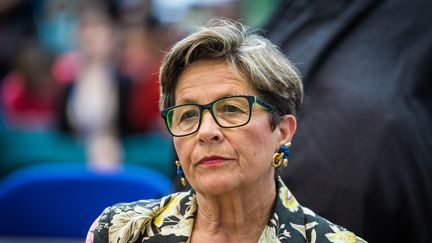 Viviane Lambert à la Cour européenne des droits de l'homme à Strasbourg (Bas-Rhin), le 5 juin 2015. (CLAUDE TRUONG-NGOC / CROWDSPARK / AFP)