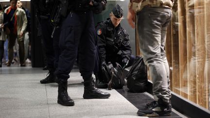 Contrôle de police dans une station de métro à Paris le 19 novembre 2015.&nbsp; (THOMAS SAMSON / AFP)