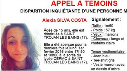 &nbsp; (La gendarmerie a lancé un appel à témoi trois jours après la disparition d'Alexia © Gendramerie nationale)