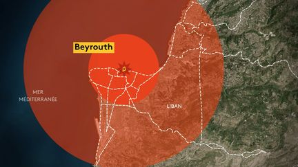 L'onde de choc de la double explosion survenue à Beyrouth le 4 août 2020 a été ressentie à des dizaines de kilomètres à la ronde. (JESSICA KOMGUEN, PIERRE-ALBERT JOSSERAND (FRANCEINFO))