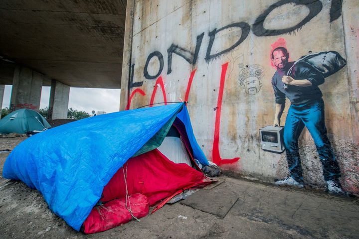 Une oeuvre de Banksy à Calais
 (STEPHANIE LECOCQ/EPA/MaxPPP)