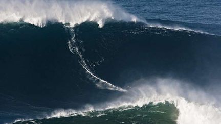 La vague g&eacute;ante surf&eacute;e par Garrett McNamara, le 1er novembre 2011, au Portugal. (JORGE LEAL / AP / SIPA)