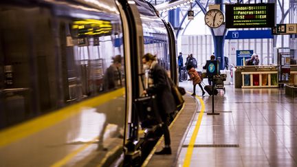 Un train Eurostar en gare de Bruxelles Midi, à Bruxelles (Belgique), le 1er janvier 2021.&nbsp; (JASPER JACOBS / BELGA MAG / AFP)