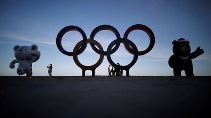 Les mascottes des Jeux olympiques et paralympiques d'hiver de Pyeongchang posent sur une plage à Gangneung (Corée du Sud), le 31 octobre 2017. (KIM HONG-JI / REUTERS)