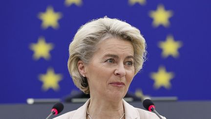 Ursula von der Leyen à Strasbourg (Bas-Rhin), le 15 décembre 2021. (JULIEN WARNAND / POOL / AFP)