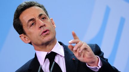 L'ancien pr&eacute;sident de la R&eacute;publique, Nicolas Sarkozy, en janvier 2012 &agrave; Berlin (Allemagne). (JOHANNES EISELE / AFP)