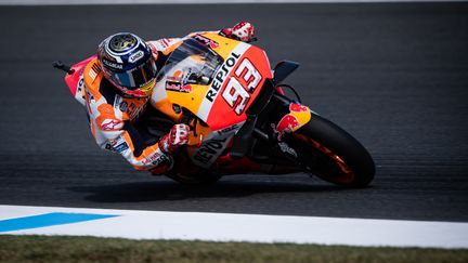 Marc Marquez s'impose à Motegi et devient champion du monde pour la 5eme fois.  (MARTIN BUREAU / AFP)