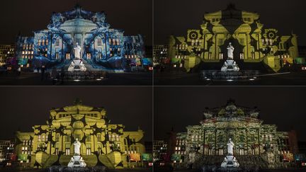 Oh la belle jaune ! Et la belle bleue ! De multiples nuances pour illuminer la salle de concert la plus connue de Berlin. (JOHN MACDOUGALL / AFP)