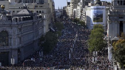 Au moins 200 000 manifestants se sont réunis à Madrid (Espagne), pour défendre le système de santé de la capitale, le 13 novembre 2022.&nbsp; (OSCAR DEL POZO / AFP)