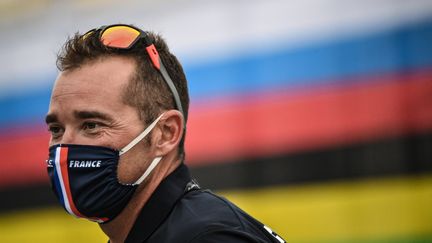 Thomas Voeckler, le sélectionneur de l'équipe de France de cyclisme sur route à Tokyo aux Jeux olympiques 2021. (MARCO BERTORELLO / AFP)