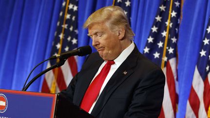 Donald Trump, le 11 janviers 2016, lors de sa conférence de presse à New York. (EVAN VUCCI/AP/SIPA / AP)