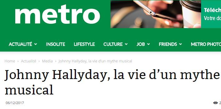 Le quotidien gratuit belge salue un "mythe musical". (METRO)