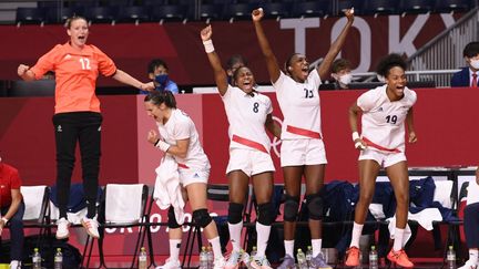 Les handballeuses françaises ont battu les Suédoises lors de la demi-finale du tournoi olympique, le 6 août 2021.&nbsp; (CROSNIER JULIEN / KMSP via AFP)