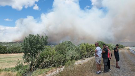 Un incendie qui s'est déclenché à La Bastidonne de Pertuis (Vaucluse) se propage en direction de Mirabeau, le 24 juillet 2017. (MAXPPP)