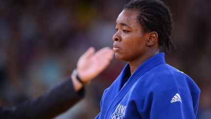 La d&eacute;ception d'Audrey Tcheum&eacute;o, malgr&eacute; sa victoire lors du combat pour la m&eacute;daille de bronze en judo (-78 kg), le 2 ao&ucirc;t 2012 &agrave; Londres. (FRANCK FIFE / AFP)