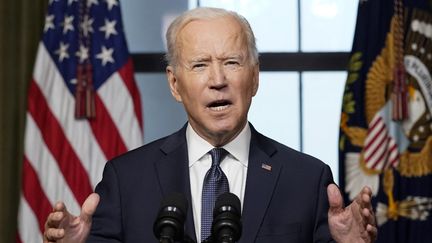 Le président américain, Joe Biden, annonce le retrait des troupes d'Afghanistan, le 14 avril 2021 à la Maison Blanche, à Washington. (POOL / GETTY IMAGES NORTH AMERICA / AFP)