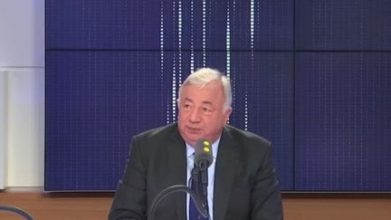 Le président Les Républicains (LR) du Sénat, Gérard Larcher, invité de franceinfo le 3 octobre 2018. (RADIO FRANCE / FRANCE INFO)