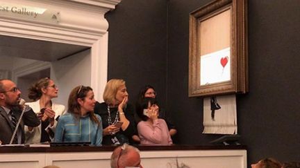 L'oeuvre de Banksy autodétruite vendredi 5 octobre chez Sotheby's.
 (Banksy sur Instagram)