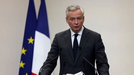 Le ministre de l'Economie Bruno Le Maire lors d'une conférence de presse à Paris, le 14 janvier 2021. (THOMAS COEX / AFP)