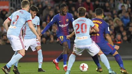 Ousmane Dembélé a été passeur décisif pour Rakitic (LLUIS GENE / AFP)