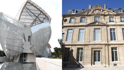 A gauche, la Fondation Louis Vuitton - A droite, le musée Picasso de Paris
 (A gauche, Valérie Oddos / Culturebox / France Télévisions - A droite, Delphine Goldsztejn, PhotoPQR / Le Parisien / MAXPPP)