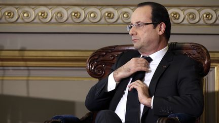 Fran&ccedil;ois Hollande, le 18 janvier 2013,&nbsp;lors de l'audience solennelle de rentr&eacute;e de la Cour de cassation &agrave;&nbsp;Paris. (PHILIPPE WOJAZER / AFP)