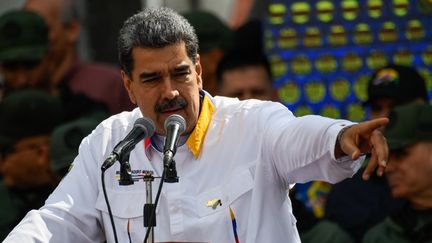 Le président vénézuélien Nicolas Maduro, à Caracas, le 8 décembre 2023. (MARIELA LOPEZ / ANADOLU / AFP)