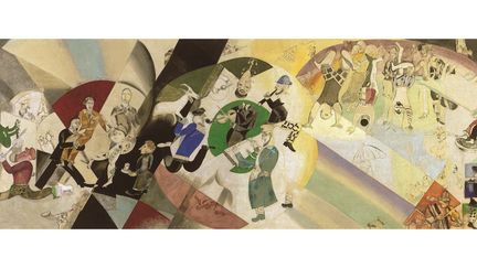 Marc Chagall Introduction au théâtre juif ,1920, Tempera sur toile, gouache, 284 x 787 cm, Galerie nationale Tretiakov, Moscou
 (Galerie nationale Tretiakov, Moscou / © ADAGP, Paris 2015 / Service presse / grimaldiforum)