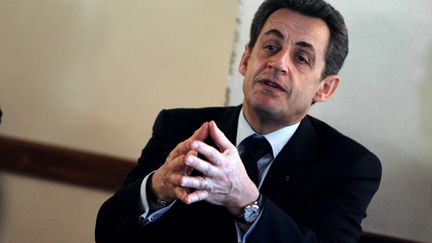 Nicolas Sarkozy lors d'un d&eacute;placement &agrave; Meaux, le 16 mars 2012. (KENZO TRIBOUILLARD / AFP)