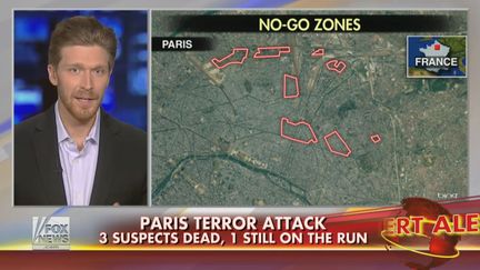 L'"expert" Nolan Petersen intervient, le 10 janvier 2015, sur la cha&icirc;ne am&eacute;ricaine Fox News, o&ugrave; il &eacute;voque l'existence de zones interdites aux non-musulmans en plein Paris. (FOX NEWS)