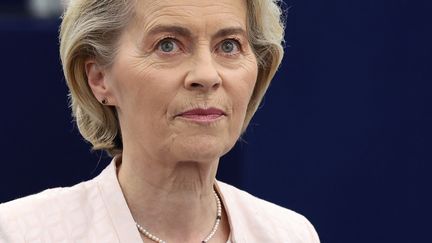 European Commission President Ursula von der Leyen on July 18, 2024 in Strasbourg (Bas-Rhin). (FREDERICK FLORIN / AFP)