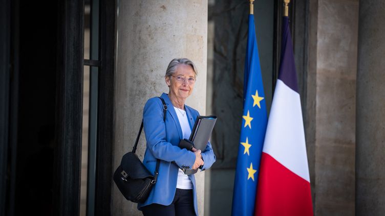 Prime Minister Elisabeth Borne on May 24, 2023 at the Elysée Palace in Paris.  (XOSE BOUZAS / HANS LUCAS / AFP)