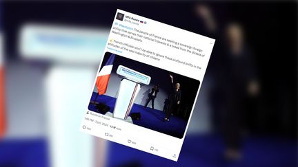 Tweet du ministère des Affaires étrangères russe dans lequel il est écrit : "Le peuple français veut une politique étrangère souveraine, et une rupture avec les diktats de Washington et Bruxelles." (CAPTURE D'ECRAN X)