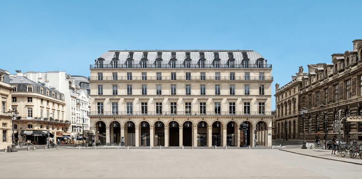 Le bâtiment qui abritera la Fondation Cartier pour l’art contemporain à partir de 2025, place du Palais-Royal à Paris, dont l’architecture intérieure est signée par Jean Nouvel (LUC BOEGLY)