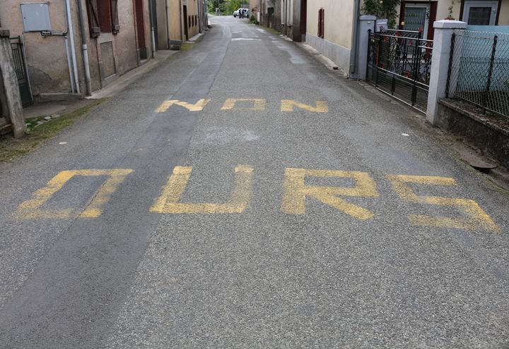 Le refus de l'ours s'affiche sur les routes du Couserans (Ari&egrave;ge), le 14 mai 2014. (BENOIT ZAGDOUN / FRANCETV INFO)