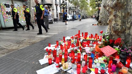 Les Ramblas de Barcelone (Catalogne), au lendemain de l'attentat du 17&nbsp;août 2017. (PASCAL GUYOT / AFP)