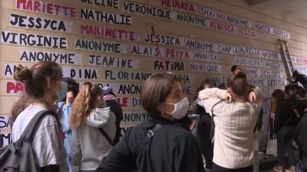 Féminicides : les colleuses installent un mémorial en l'honneur des victimes