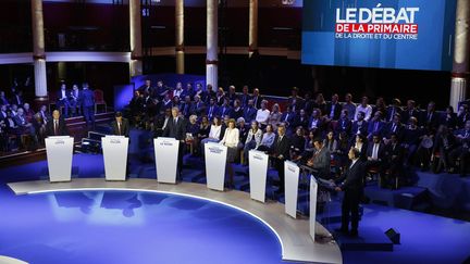 Plateau du débat de la primaire de la droite et du centre, le 3 novembre &nbsp;2016, salle Wagram à Paris. (ARNAUD DUMONTIER / MAXPPP)