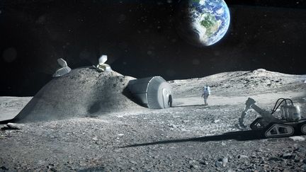 Un mod&egrave;le de base lunaire d&eacute;voil&eacute; par l'Agence spatiale europ&eacute;enne en janvier 2013. (ESA / FOSTER)